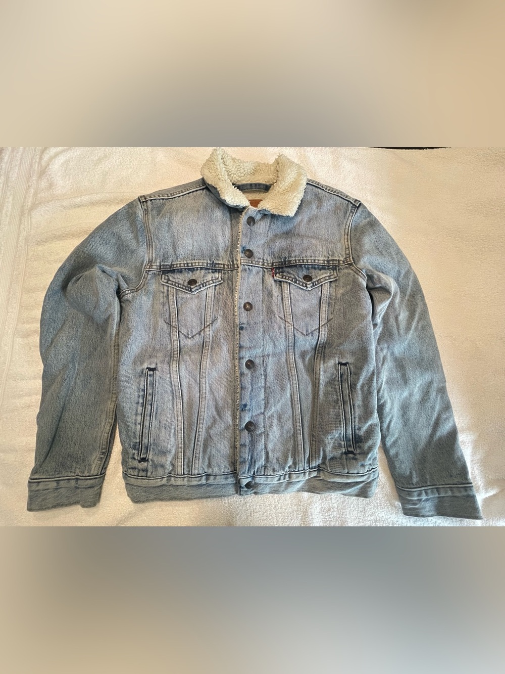 Levi's Light Blue Denim Sherpa Collar Jacket | Size Small